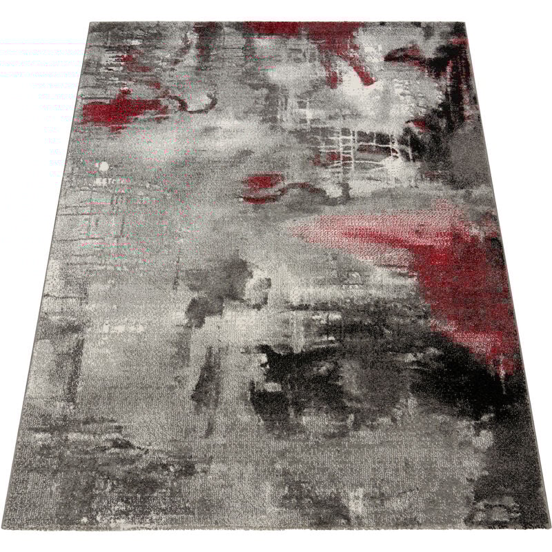 foto del prodotto tappeto dal design moderno e motivo tela effetto m lange grigio, rosso, panna 160x230 cm paco home