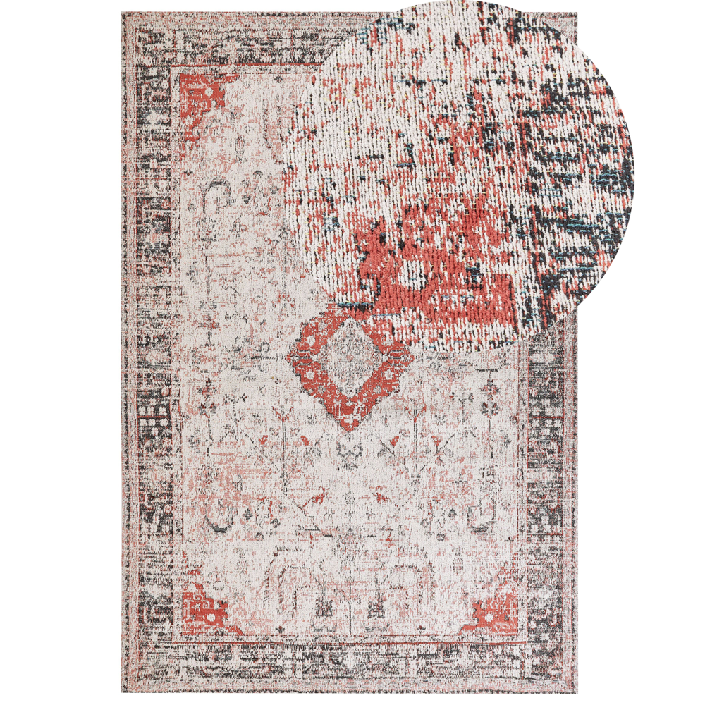 foto del prodotto tappeto di cotone di colore rosso beige 200 x 300 cm stile orientale soggiorno camera da letto