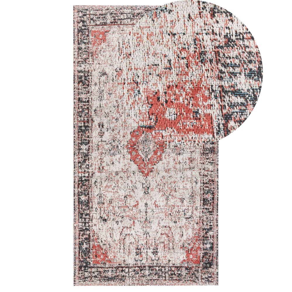 foto del prodotto tappeto di cotone di colore rosso beige 80 x 150 cm stile orientale soggiorno camera da letto