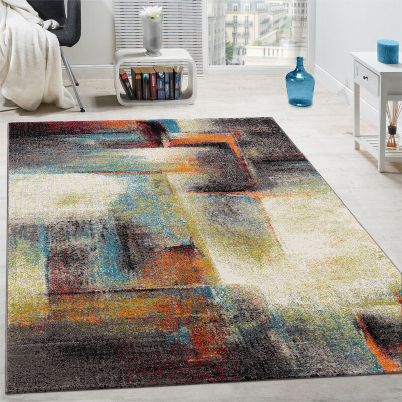 foto del prodotto tappeto di design a quadri trendy screziato appariscente in beige marrone grigio 160x230 cm paco home