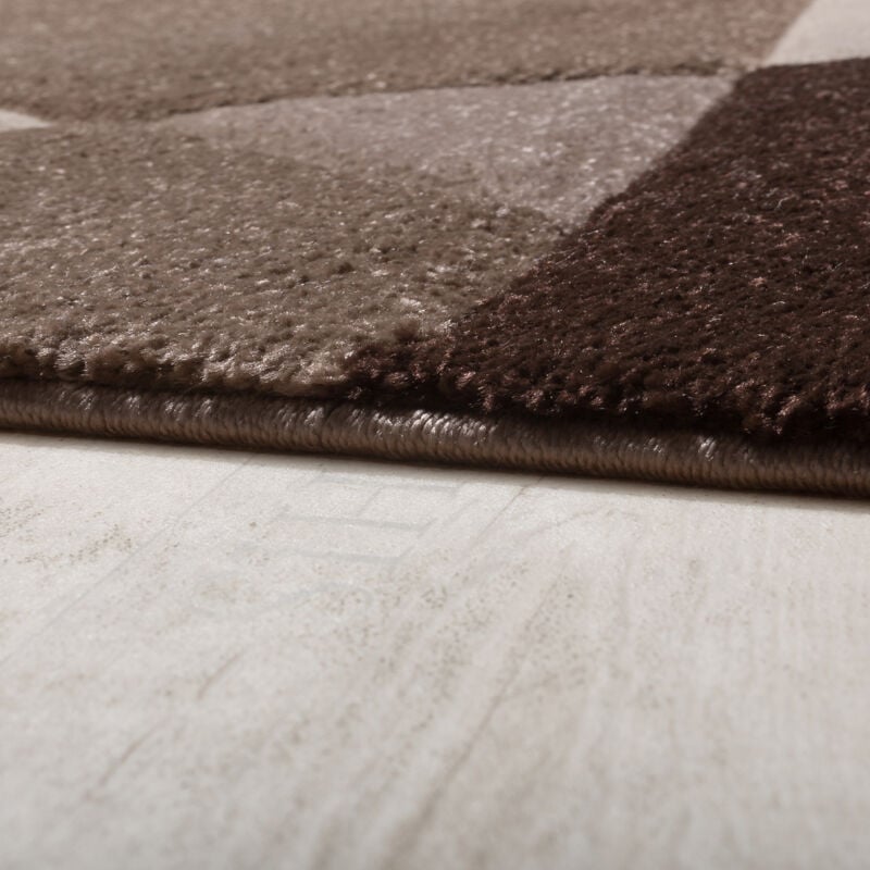 foto del prodotto tappeto di design moderno motivo geometrico taglio sagomato marrone crema beige 80x300 cm paco home
