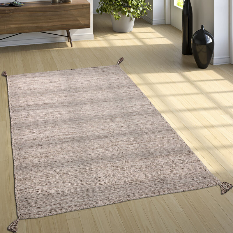 foto del prodotto tappeto di design tessuto kelim lavorato a mano 100 cotone moderno m lange beige 80x150 cm paco home