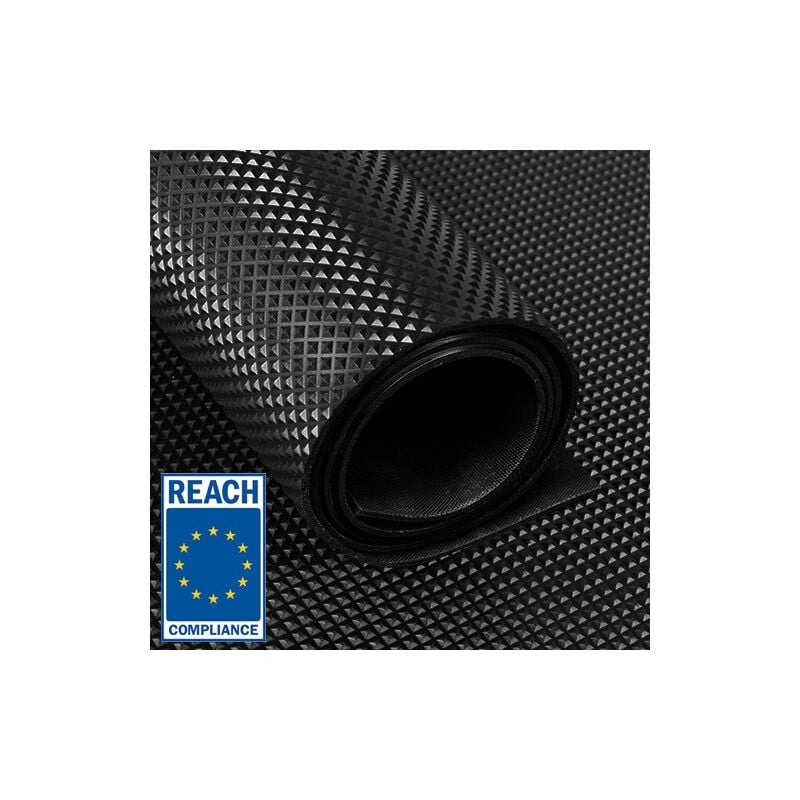 foto del prodotto tappeto di gomma in rotolo disegno piramidale nero 3 mm larghezza 120 cm al metro