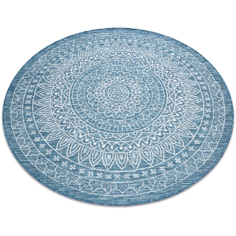 foto del prodotto tappeto di spago sizal loft 21207 rosone boho cerchio avorio/argento/blu beige rotondo 160 cm