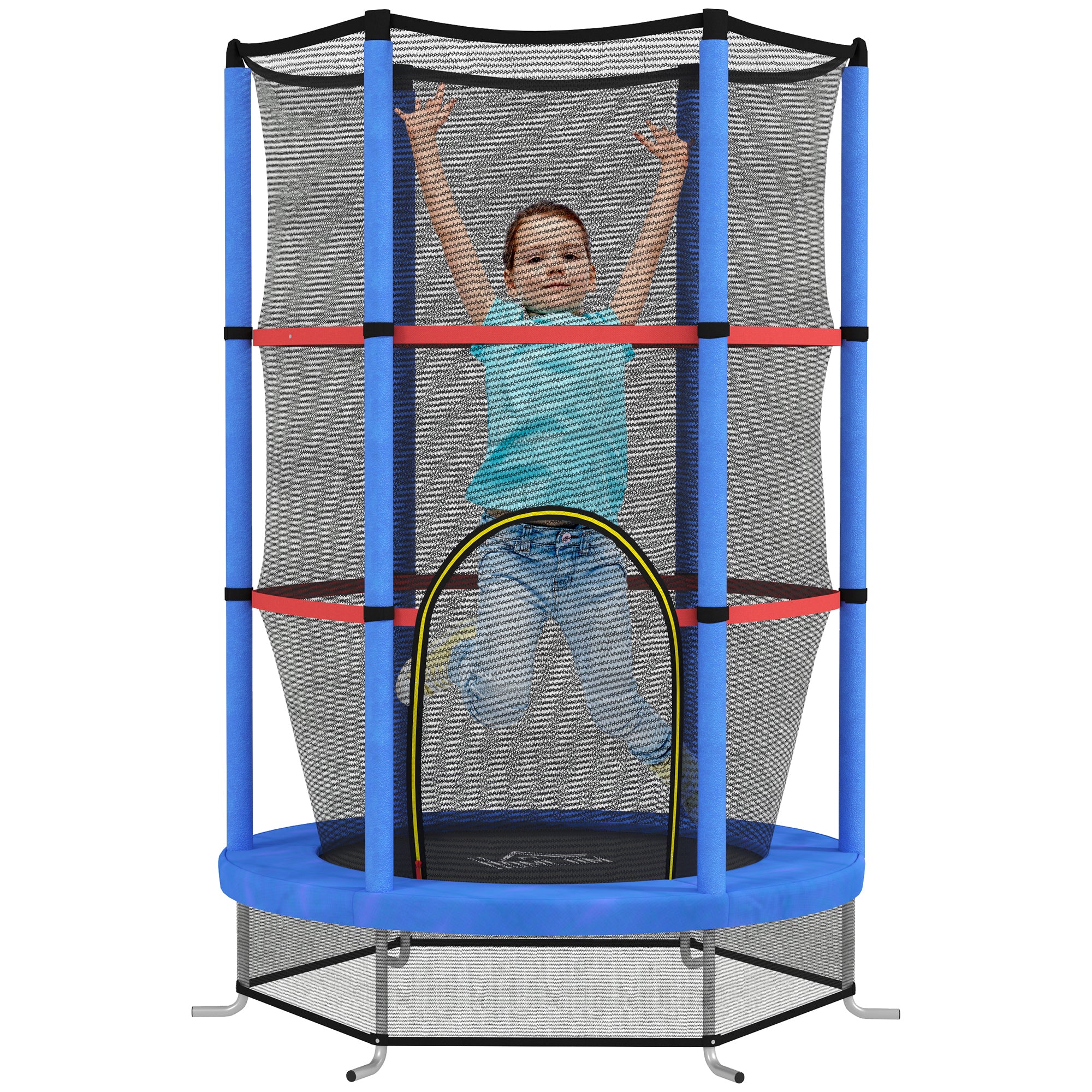 foto del prodotto tappeto elastico per bambini 3-6 anni 140x190 cm con rete di protezione blu e nero