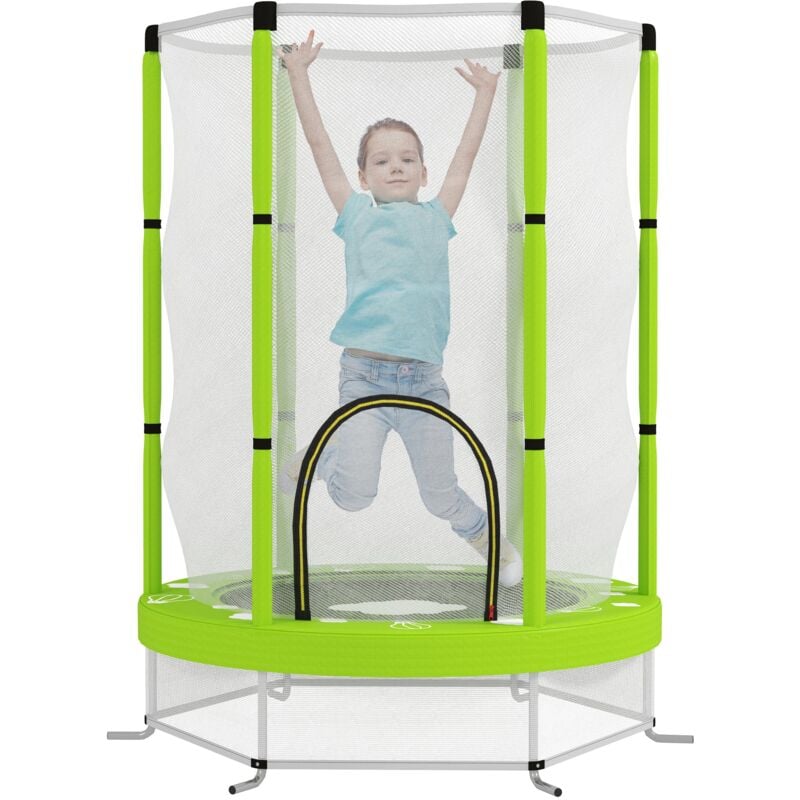 foto del prodotto tappeto elastico per bambini 3 6 anni 140x190 cm con rete di sicurezza verde