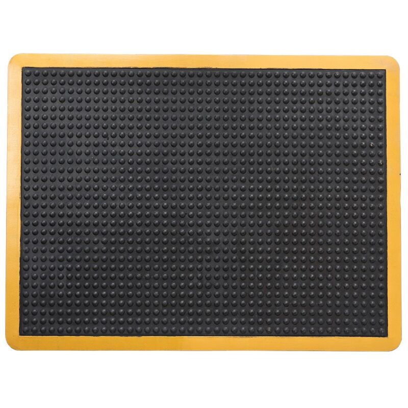foto del prodotto tappeto ergonomico per postazioni di lavoro tappeto antifatica con bordo giallo 90x120 cm