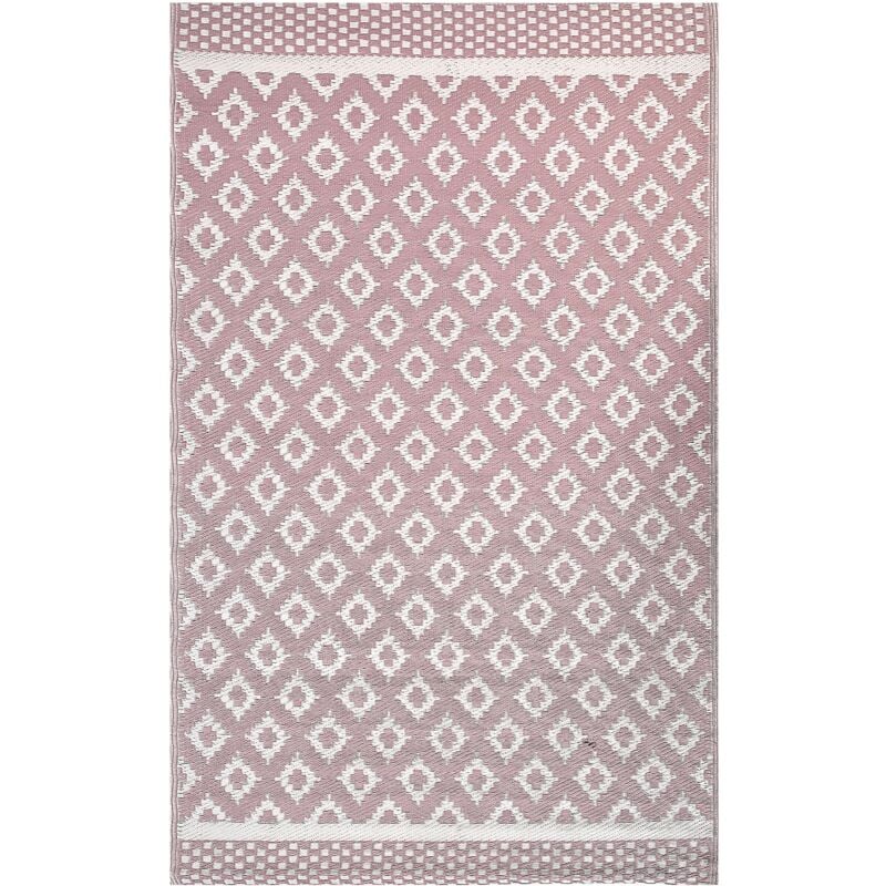 foto del prodotto tappeto esterni rosa materiale sintetico con forme geometriche 120 x 180 cm thane