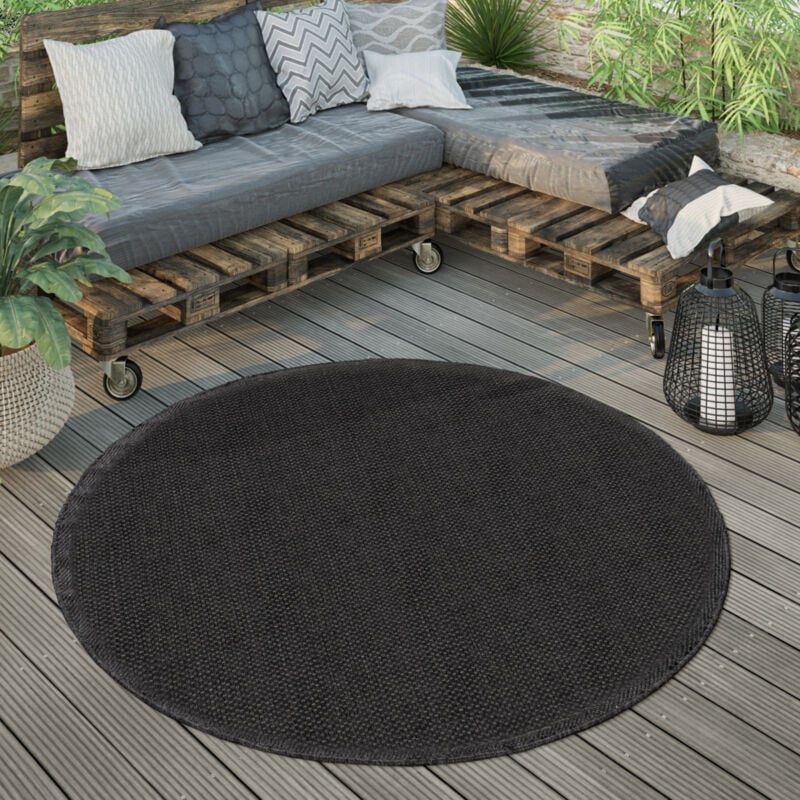 immagine 0 del prodotto tappeto esterni rotondo resistente balcone terrazza cucina moderno monocolore nero, 160 cm tondo paco home