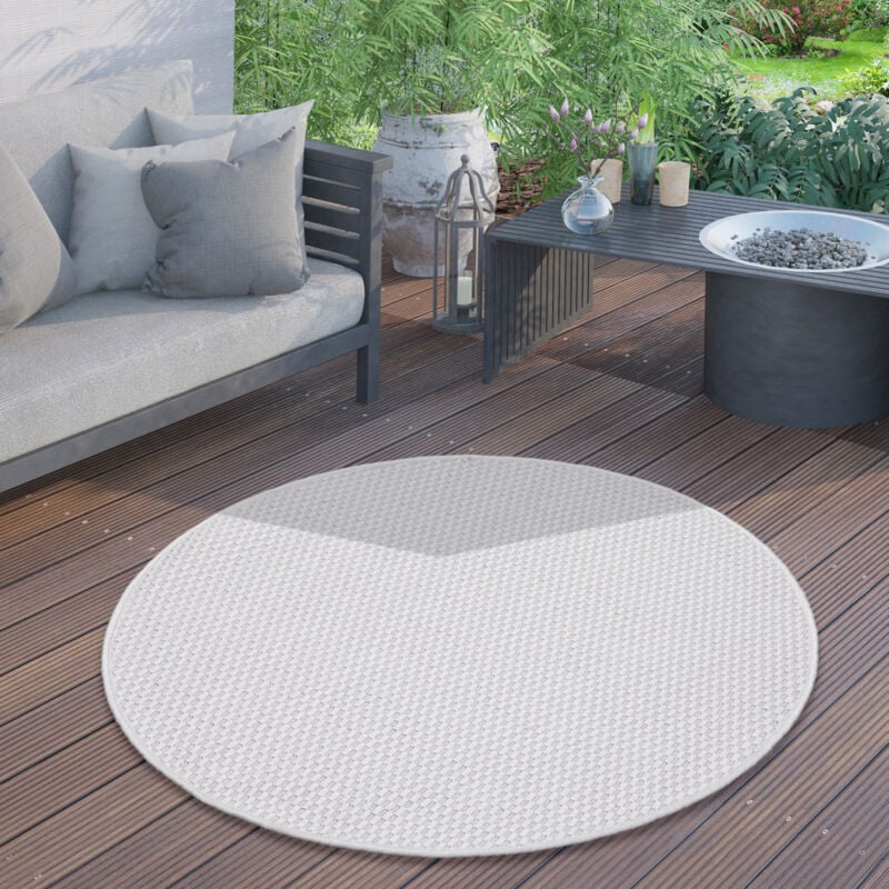 foto del prodotto tappeto esterni rotondo resistente balcone terrazza cucina motivo monocolore 80 cm tondo, ivoire paco home