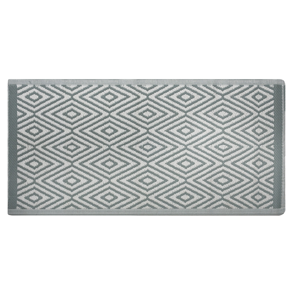 foto del prodotto tappeto esterno verde sintetico 90 x 150 cm diamante motivo geometrico ecologico moderno minimalista