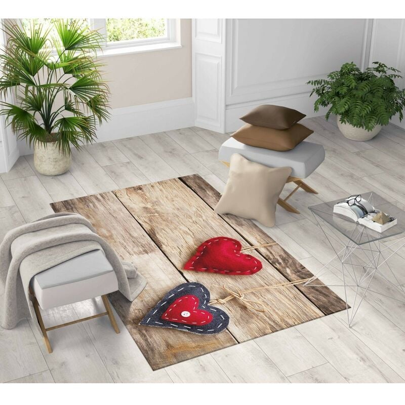 foto del prodotto tappeto fantasy hd moderno camera e salotto shabby chic cuore rosso cm. 120x180