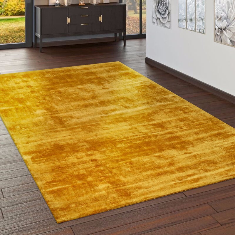 foto del prodotto tappeto fatto a mano di alta qualit 100 viscosa vintage tendenza colore giallo 240x340 cm paco home