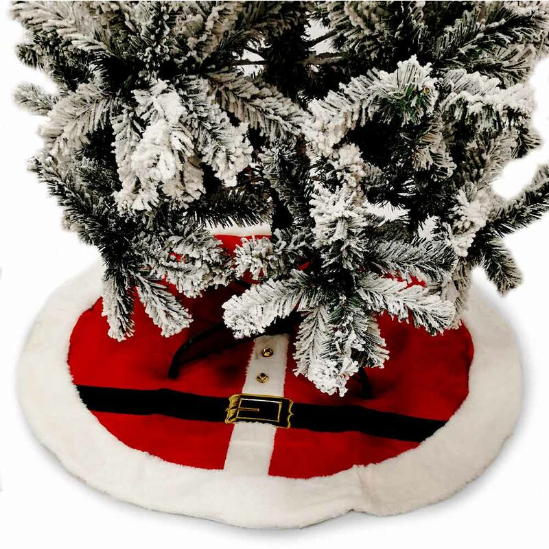 foto del prodotto tappeto gonna copertura base albero di natale natalizio rosso e bianco 100 cm