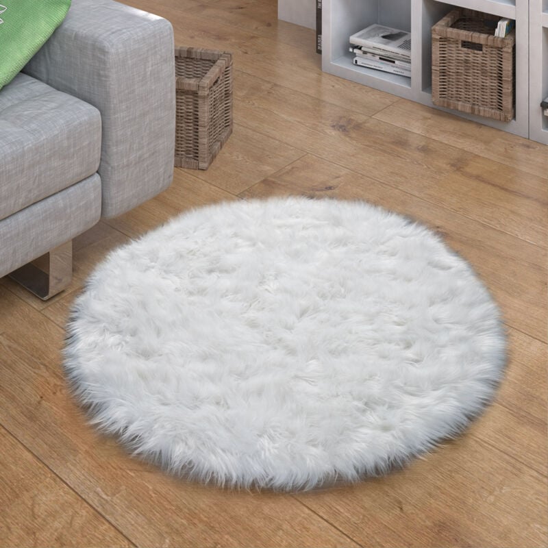 foto del prodotto tappeto in ecopelliccia, cuscini, a cuore, rotondo, in diverse forme, bianco 120 cm tondo paco home