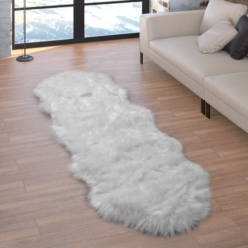 foto del prodotto tappeto in ecopelliccia, cuscini, a cuore, rotondo, in diverse forme, bianco 55x160 cm forma di pelliccia paco home