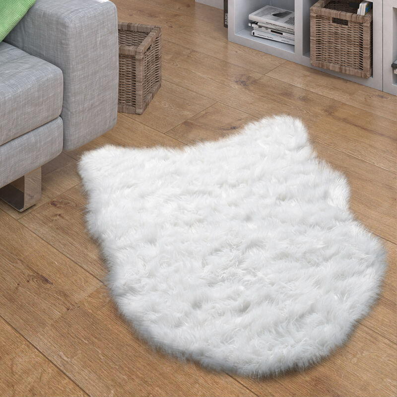 foto del prodotto tappeto in ecopelliccia, cuscini, a cuore, rotondo, in diverse forme, bianco 80x120 cm forma di pelliccia paco home