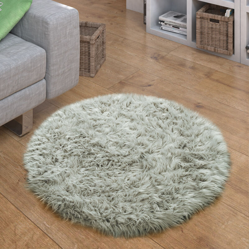 foto del prodotto tappeto in ecopelliccia, cuscini, a cuore, rotondo, in diverse forme, grigio 45 cm tondo paco home