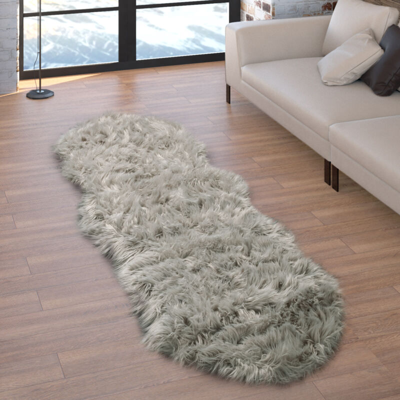 foto del prodotto tappeto in ecopelliccia, cuscini, a cuore, rotondo, in diverse forme, grigio 55x160 cm forma di pelliccia paco home