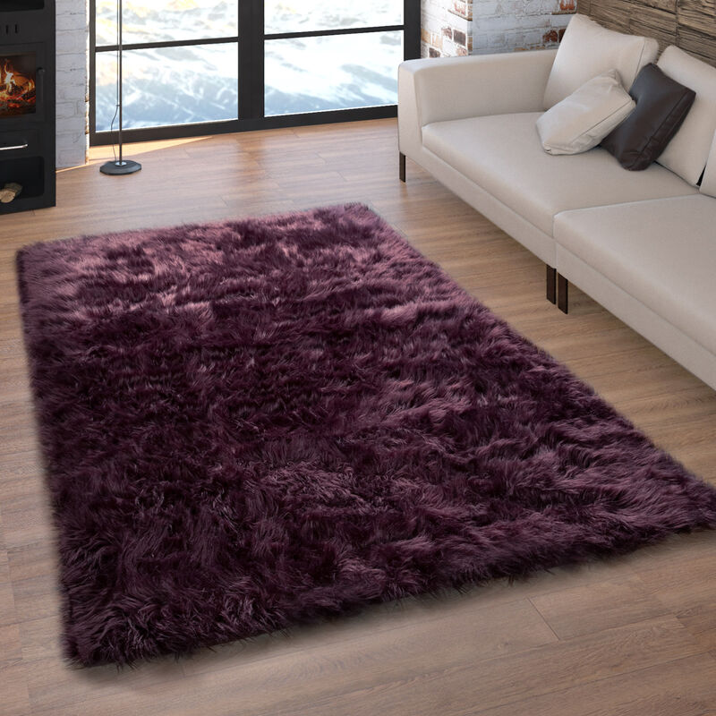 foto del prodotto tappeto in ecopelliccia, cuscini, a cuore, rotondo, in diverse forme, lilla 40x60 cm paco home