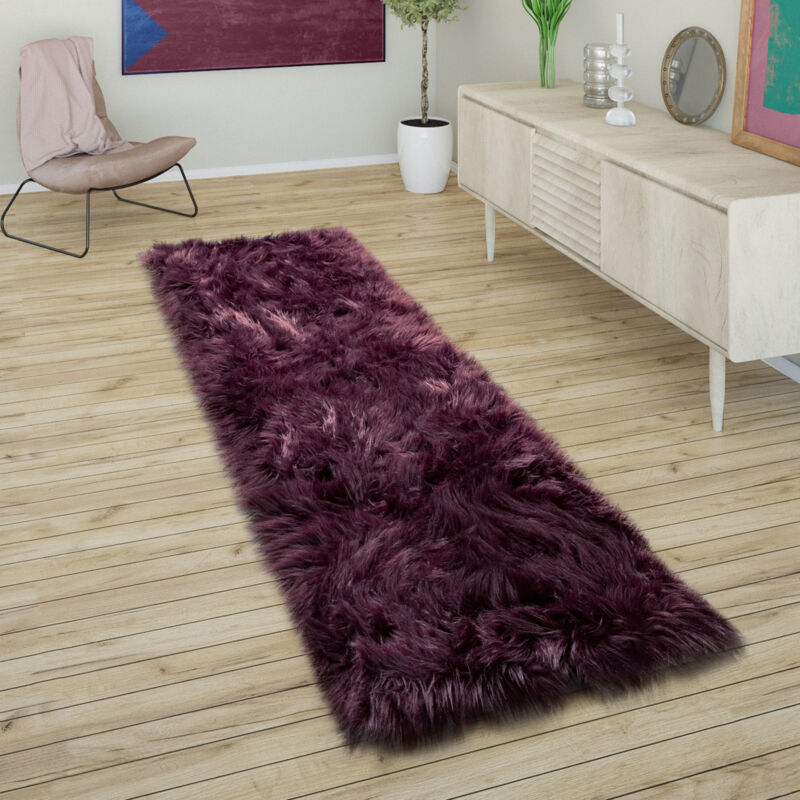 foto del prodotto tappeto in ecopelliccia, cuscini, a cuore, rotondo, in diverse forme, lilla 50x150 cm paco home