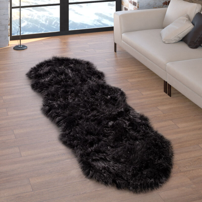 foto del prodotto tappeto in ecopelliccia, cuscini, a cuore, rotondo, in diverse forme, nero 55x160 cm forma di pelliccia paco home
