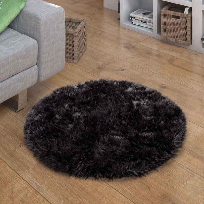 foto del prodotto tappeto in ecopelliccia, cuscini, a cuore, rotondo, in diverse forme, nero 60 cm tondo paco home
