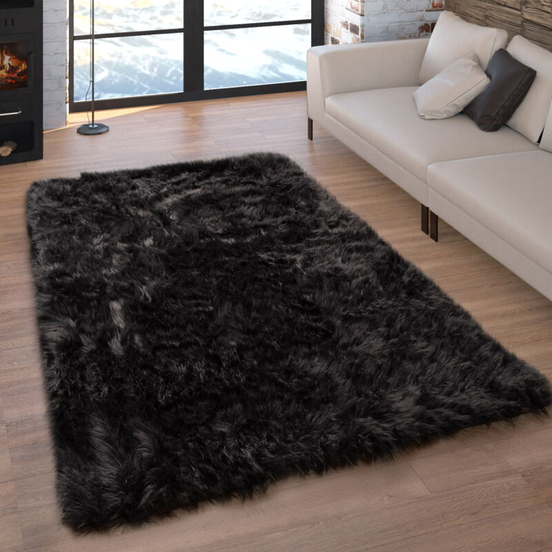 foto del prodotto tappeto in ecopelliccia, cuscini, a cuore, rotondo, in diverse forme, nero 60x100 cm paco home