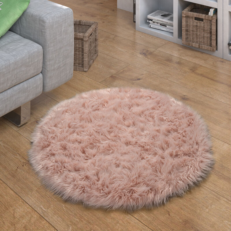 foto del prodotto tappeto in ecopelliccia, cuscini, a cuore, rotondo, in diverse forme, rosa 45 cm tondo paco home
