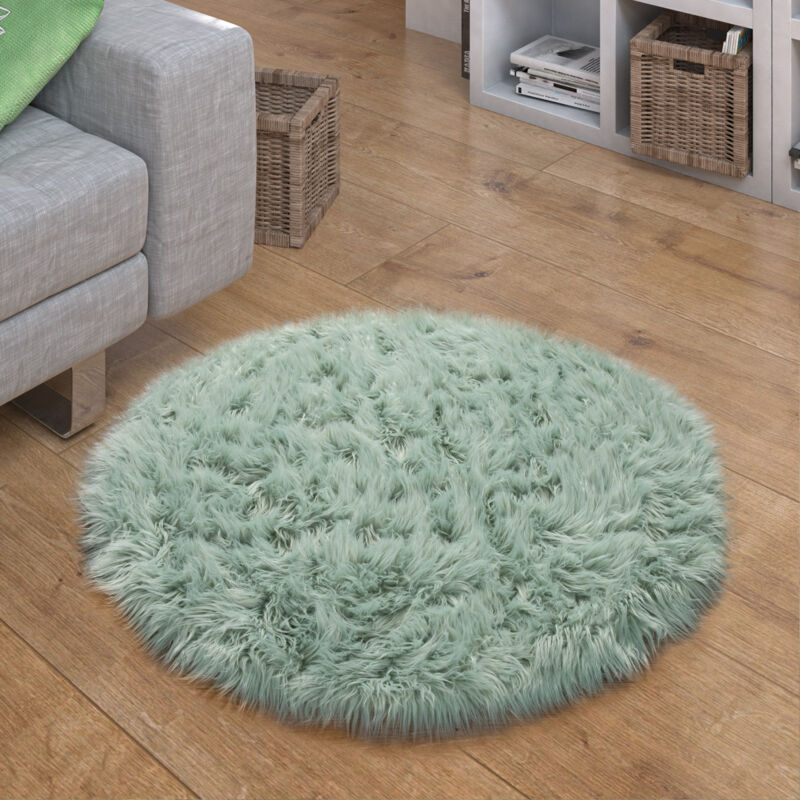foto del prodotto tappeto in ecopelliccia, cuscini, a cuore, rotondo, in diverse forme, verde 120 cm tondo paco home