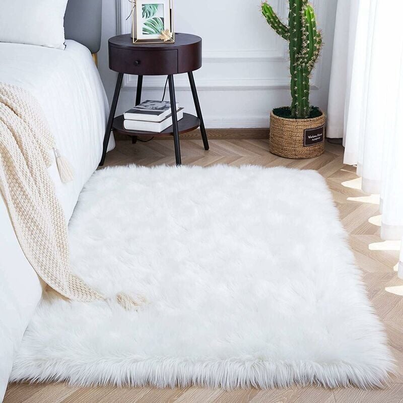foto del prodotto tappeto in finta pelle di pecora 60x90 cm imitazione pile tappeto soffice e morbido pelo lungo cuscino decorativo per sedia tappetino per divano
