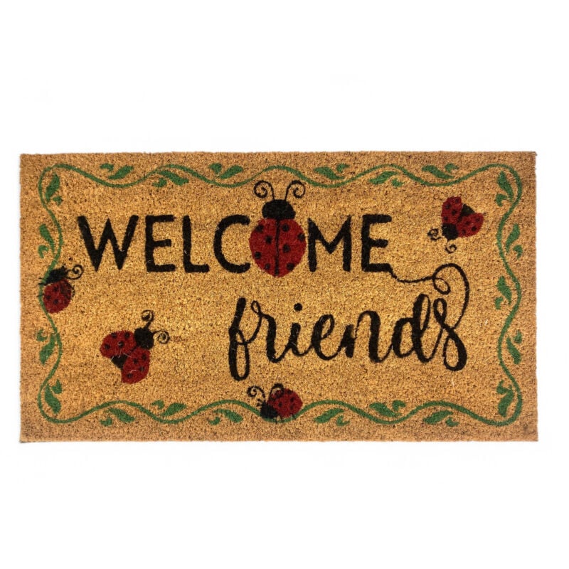 foto del prodotto tappeto ingresso esterno in cocco zerbino antiscivolo welcome con coccinelle 40x70 cm