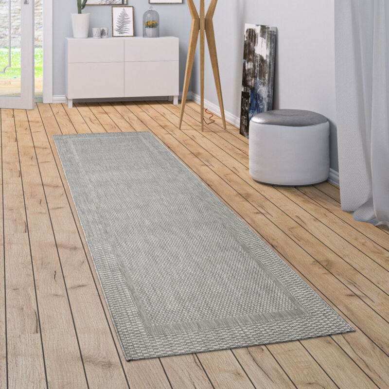 foto del prodotto tappeto interno esterno tappeto cucina design monocolore sisal bordure grigio 80x150 cm paco home