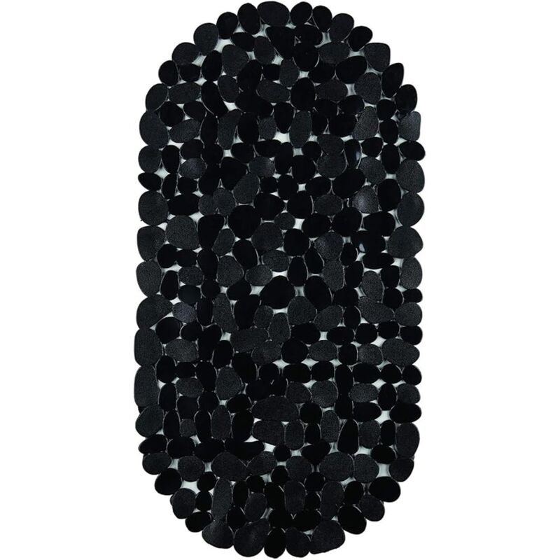 foto del prodotto tappeto interno vasca stone nero ovale in pvc 67x34 cm king home
