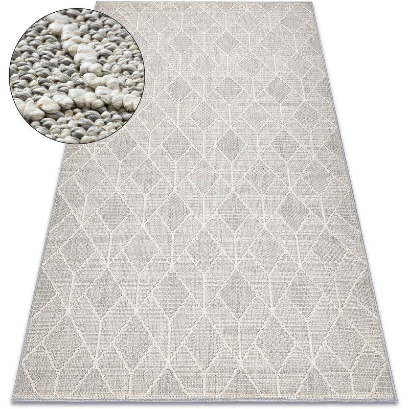 foto del prodotto tappeto jersey 19231 grigio geometrico strutturali, loop boho beige 60x100 cm