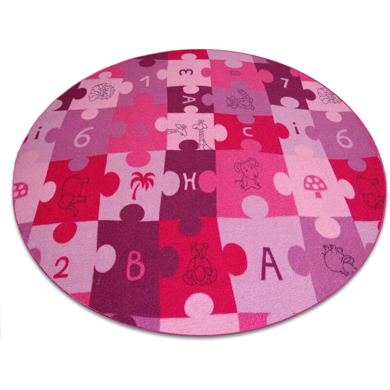 foto del prodotto tappeto kids puzzle viola cerchio purple rotondo 150 cm