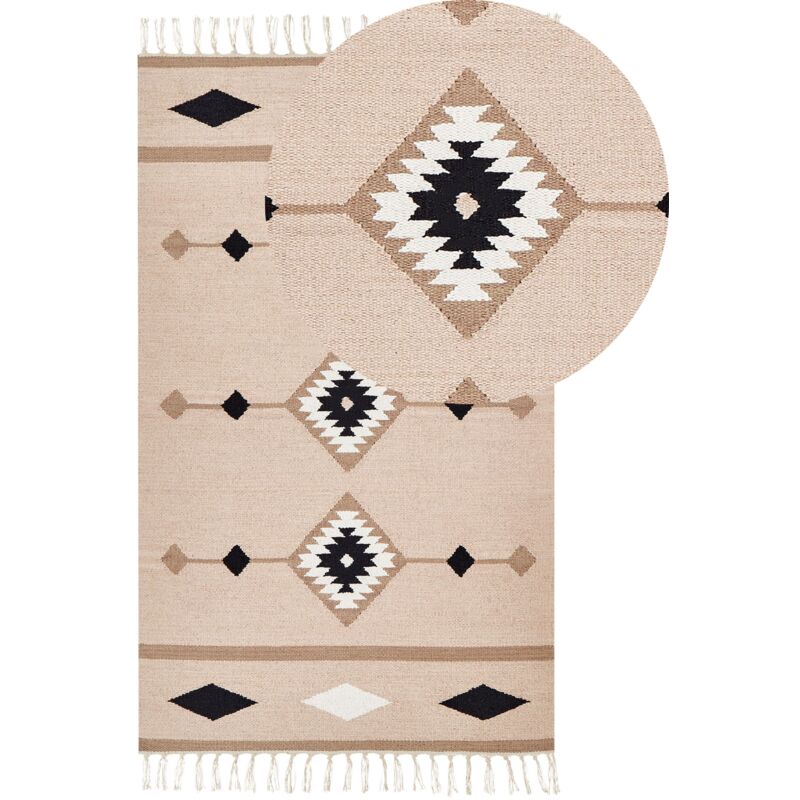 foto del prodotto tappeto kilim runner in cotone a pelo basso 80 x 150 cm reversibile tessuto a mano rettangolare multicolore berdik