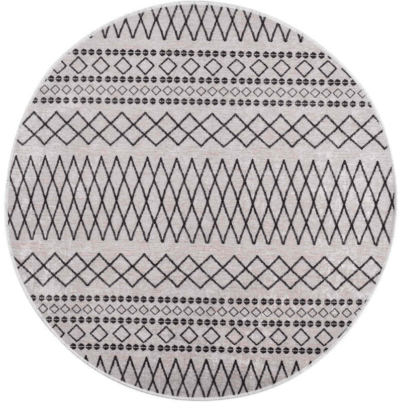 foto del prodotto tappeto lavabile φ120 cm nero e bianco antiscivolo vidaxl