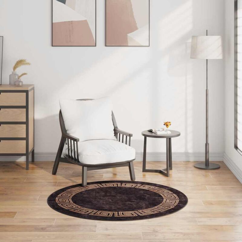 foto del prodotto tappeto lavabile 120 cm nero e oro antiscivolo vidaxl