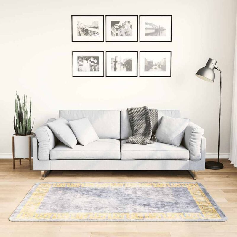 foto del prodotto tappeto lavabile 80x150 cm grigio antiscivolo vidaxl
