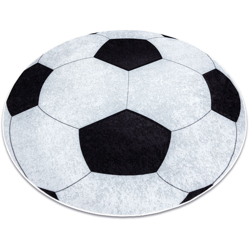 foto del prodotto tappeto lavabile junior 51553.802 cerchio calcio per bambini antiscivolo nero bianca black rotondo 80 cm