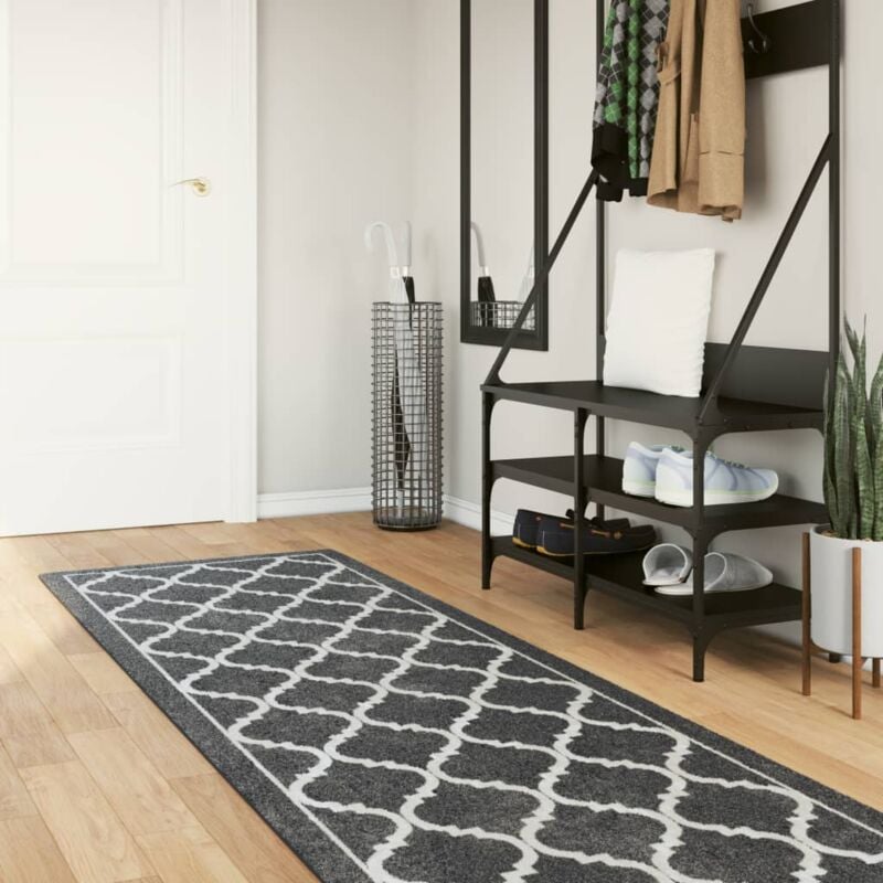 foto del prodotto tappeto lavabile nero e bianco 80x300 cm antiscivolo vidaxl