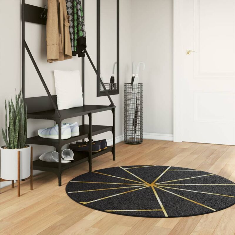 foto del prodotto tappeto lavabile nero e oro 120 cm antiscivolo vidaxl
