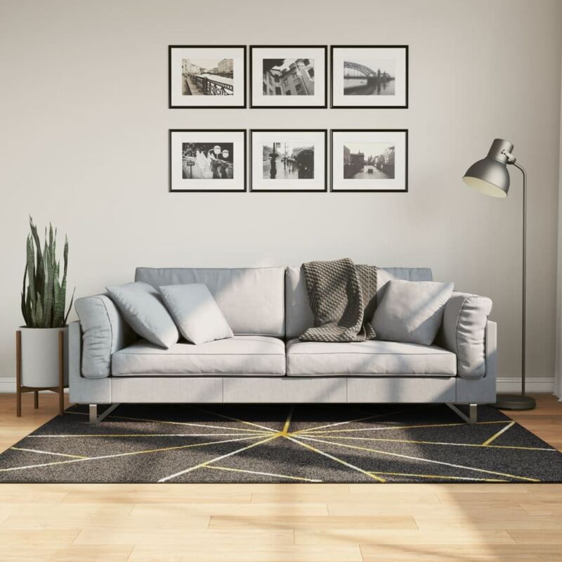 foto del prodotto tappeto lavabile nero e oro 120x180 cm antiscivolo vidaxl