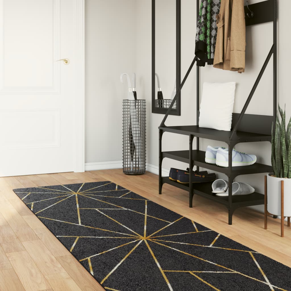 foto del prodotto tappeto lavabile nero e oro 80x300 cm antiscivolocod mxl 132881
