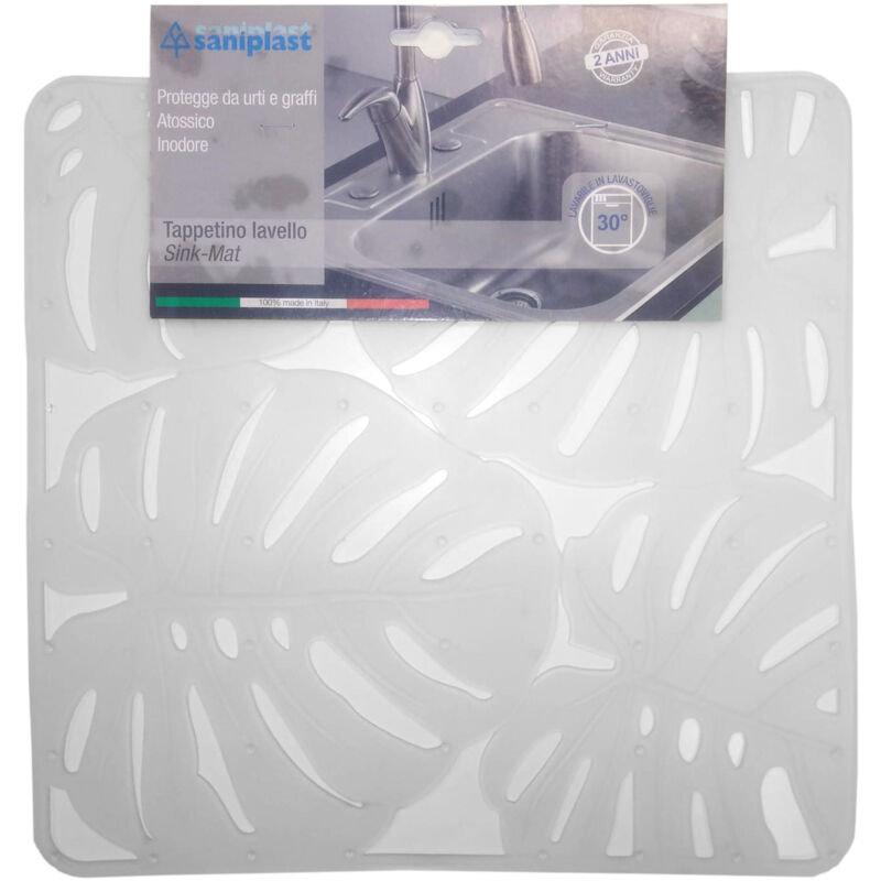 foto del prodotto tappeto lavello 32x32cm foglie trasparente