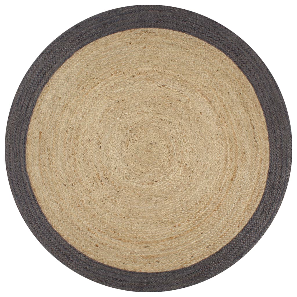 foto del prodotto tappeto lavorato a mano in juta con bordo grigio scuro 120 cm cod mxl 72230
