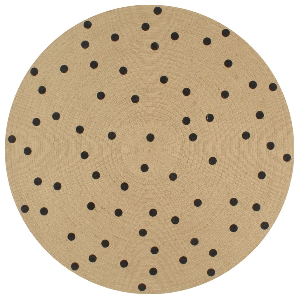 foto del prodotto tappeto lavorato a mano in juta con stampa a pois 150 cm