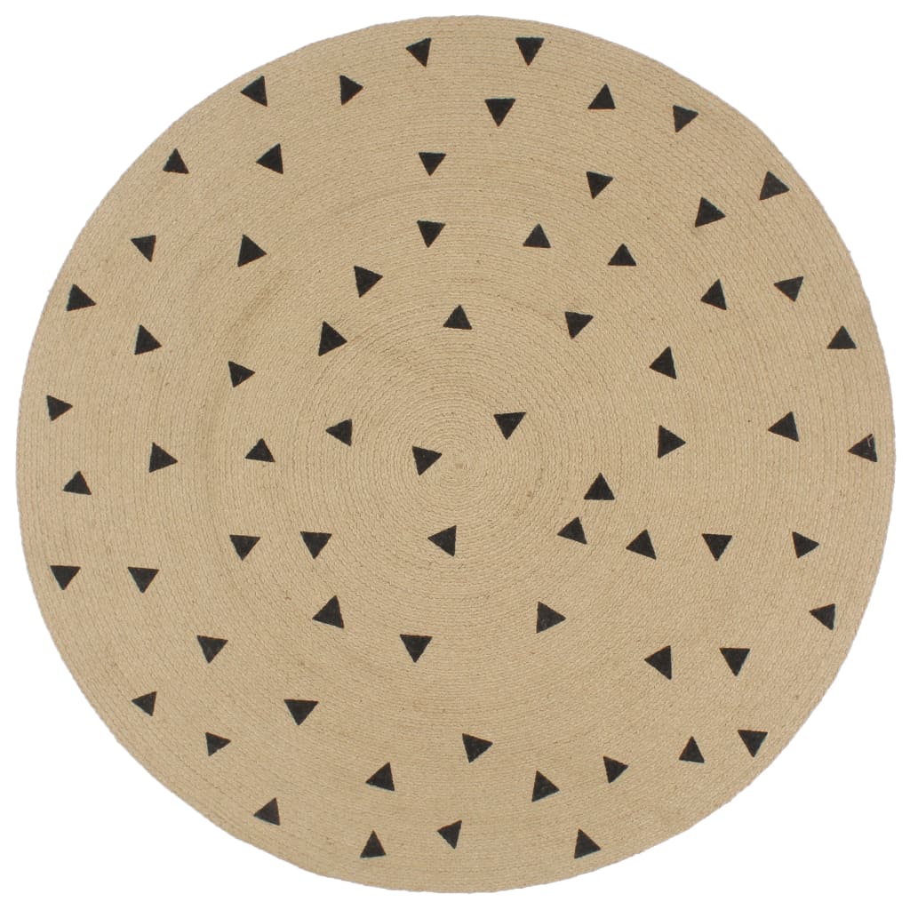 foto del prodotto tappeto lavorato a mano in juta con stampa a triangoli 150 cm cod mxl 69643