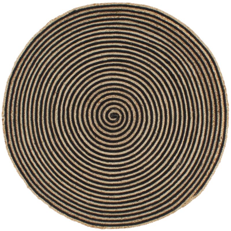 foto del prodotto tappeto lavorato a mano in juta design a spirale nero 90 cm vidaxl